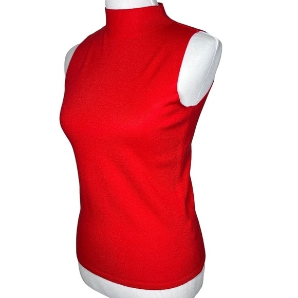 Nine West Women’s Orange Mock Neck Sleeveless Pull On Knit Top Size XS Stretch - Picture 4 of 12